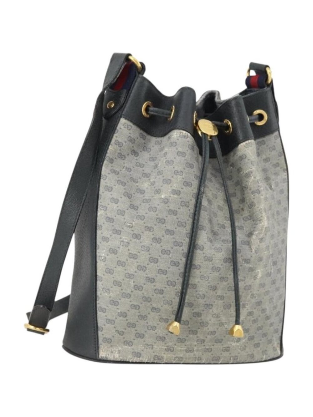 GUCCI Micro GG Supreme Sherry Line Bag PVC Navy Gold 164 02 034